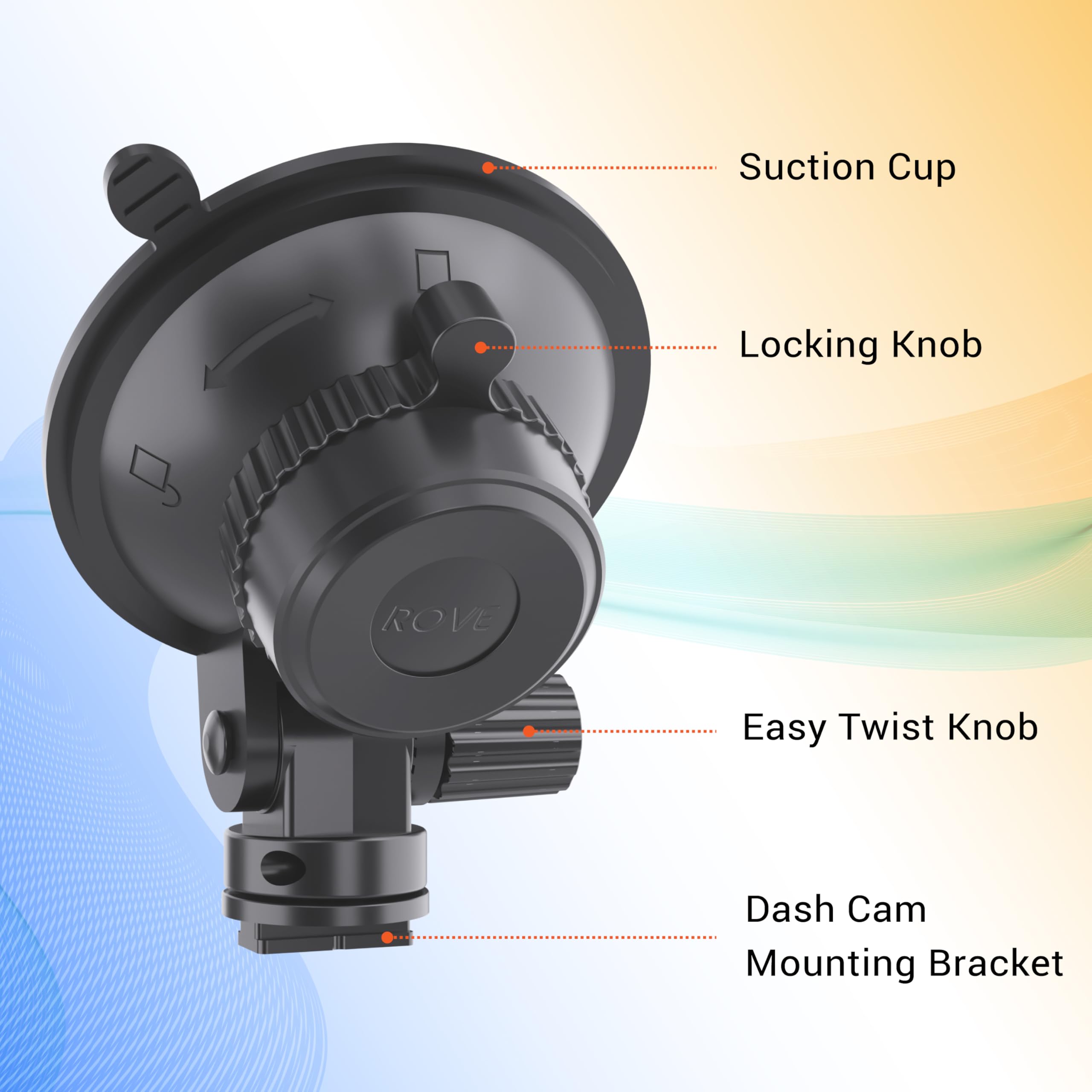 Rove Suction Cup Mount For R2 4K, R2 4K Pro And R2 4K Dual Dash Cam Models